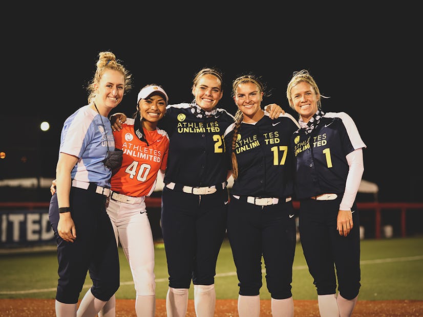 The Softball Player Executive Committee. From left to right: Sam Fischer, Jazmyn Jackson, Gwen Svekis, Haylie Wagner and Victoria Hayward.