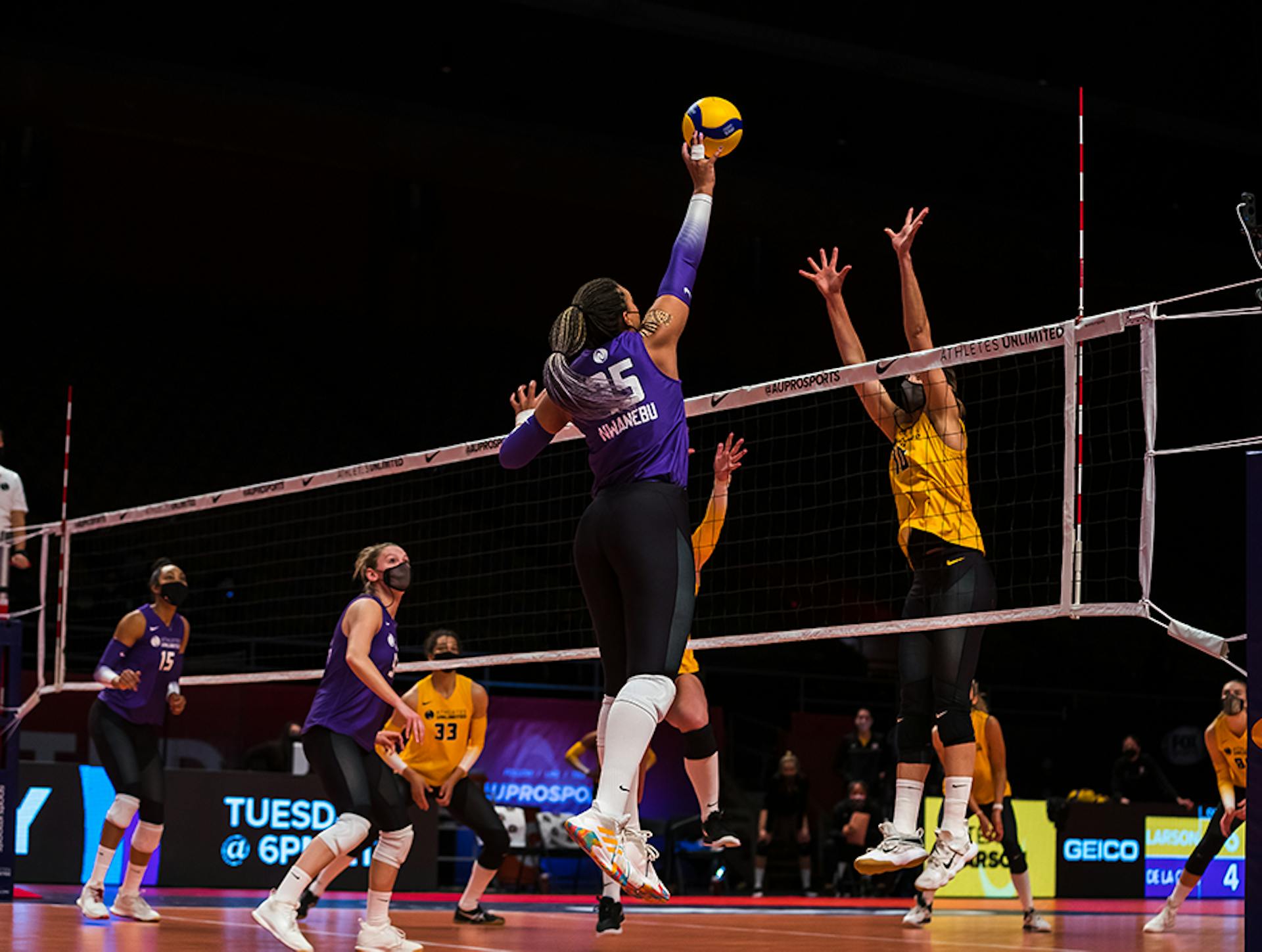 Ebony Nwanebu jumps for the ball.