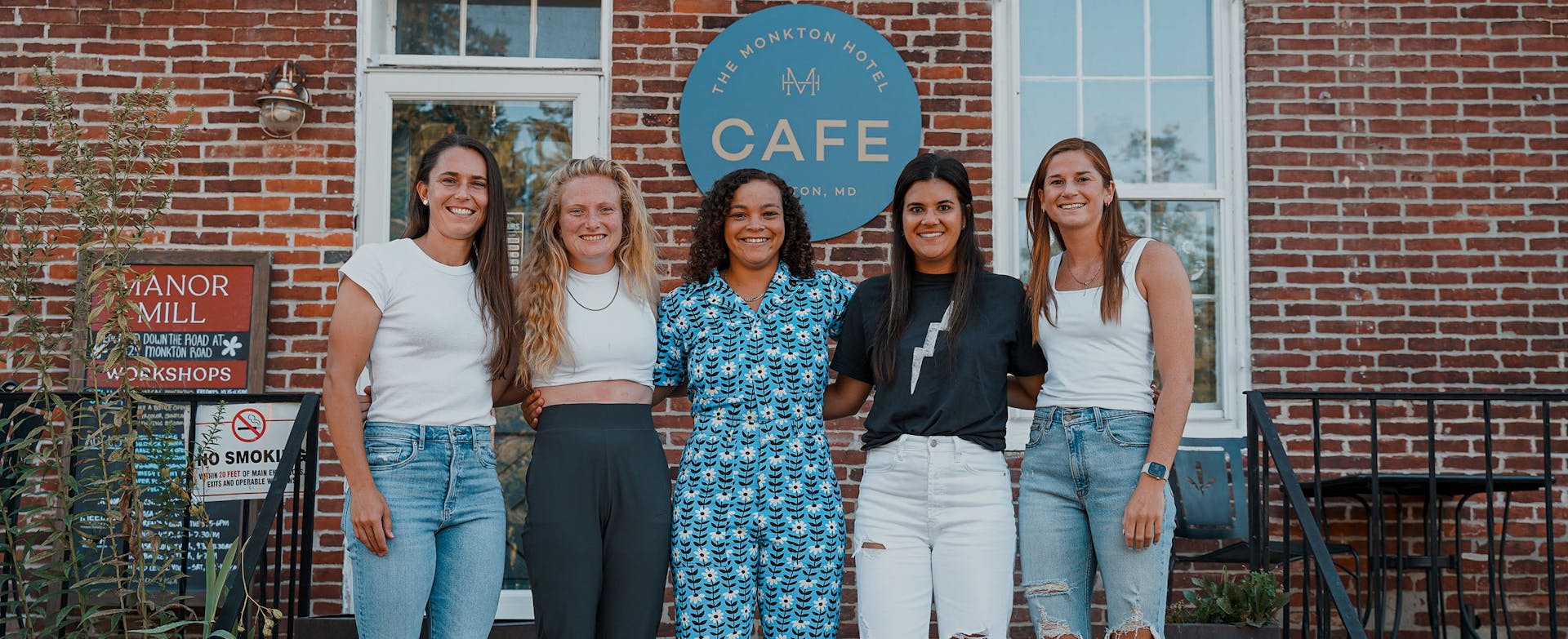 Athletes Unlimited Lacrosse 2022 Player Executive Committee: Meg Douty, Lindsey McKone, Mira Shane, Amber McKenzie and Sam Apuzzo