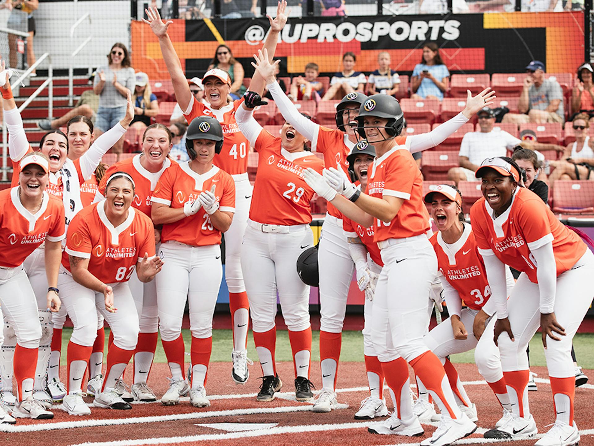 Team Denham celebrates a home run during Week One.