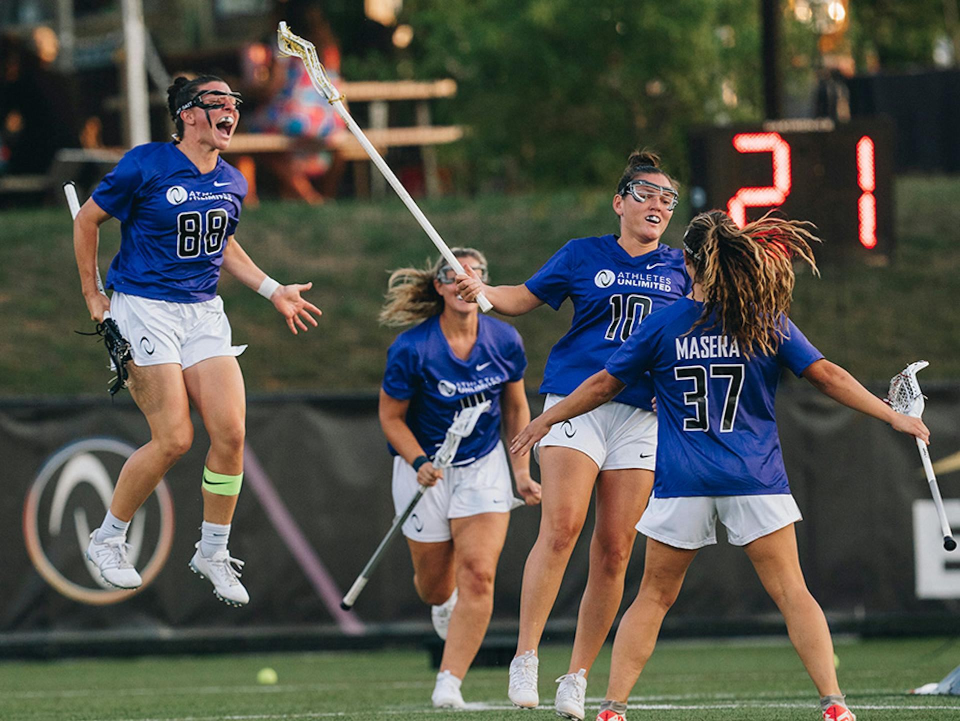 Team North celebrates a goal