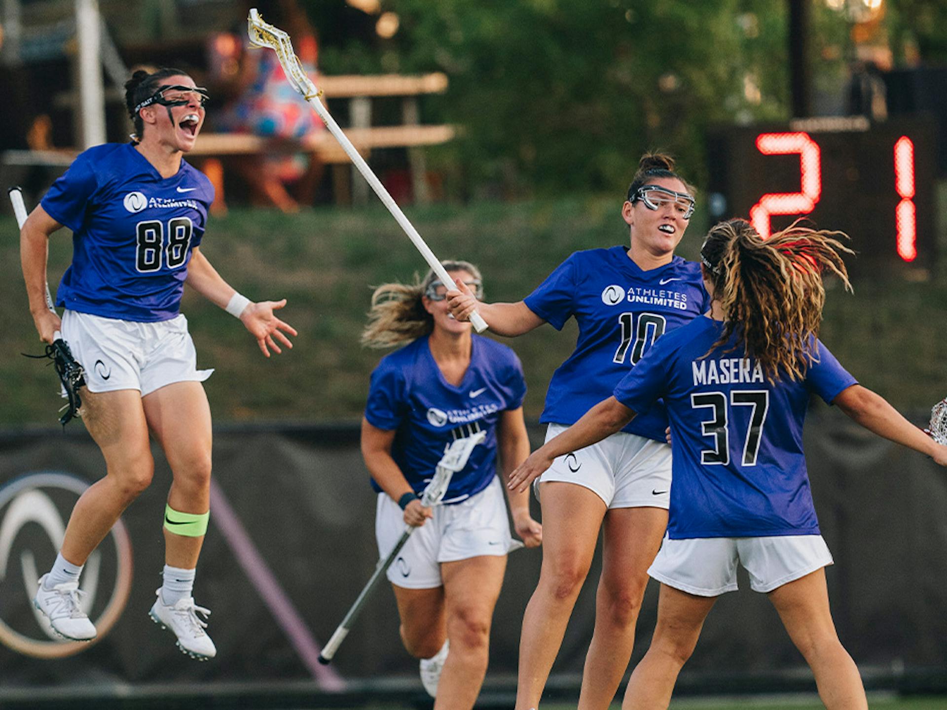 Team North celebrates a goal